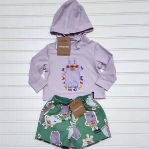 NWT Patagonia Baby Capilene Silkweight Hoody & Baggies Short Set Size 3-6 Months
